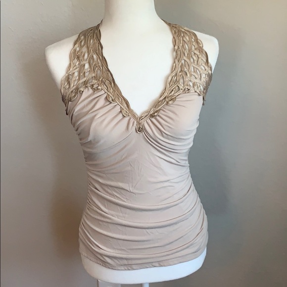 Arden B Tops - Arden B Beige Top weigh open back